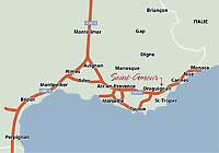 Carte rgionale Urlaub Trans-en-Provence, Draguignan, Cannes und Saint-Tropez