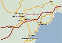 Carte locale Urlaub Trans-en-Provence, Draguignan, Cannes und Saint-Tropez